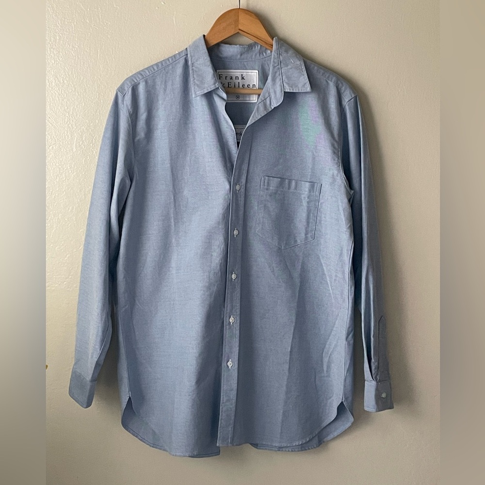 Frank & Eileen Joedy button down boyfriend shirt in blue - Picture 4 of 16